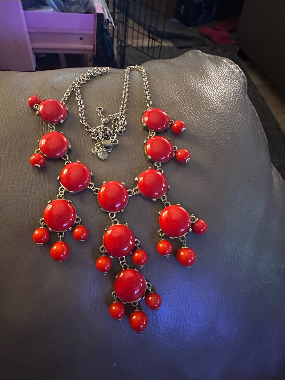 J. Crew Red Statement Bib Necklace